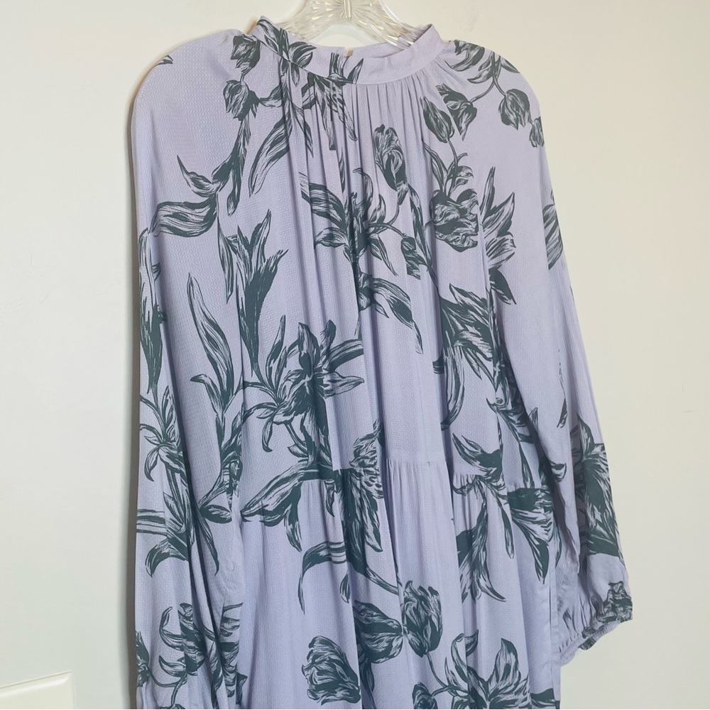 A New Day Floral Balloon Sleeve Tiered Midi Dress - Picture 3 of 12